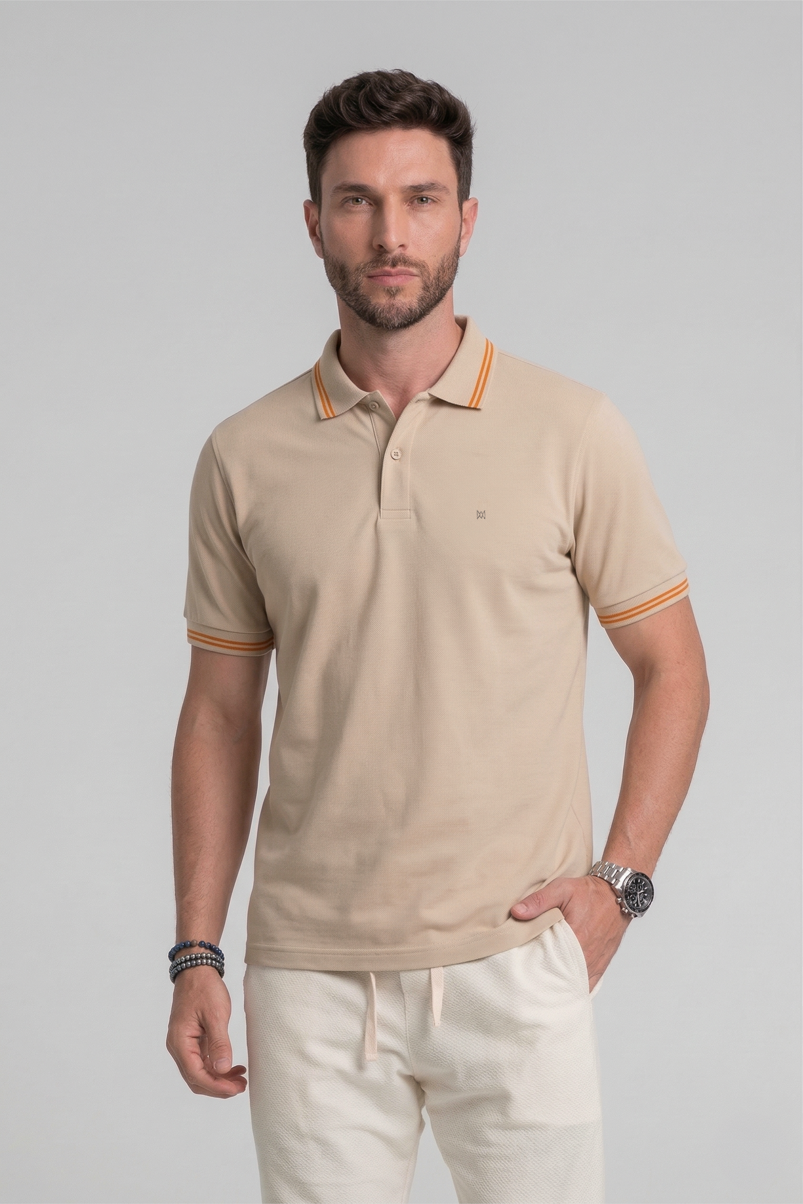 CAMISA POLO COM GOLA LISTRADA