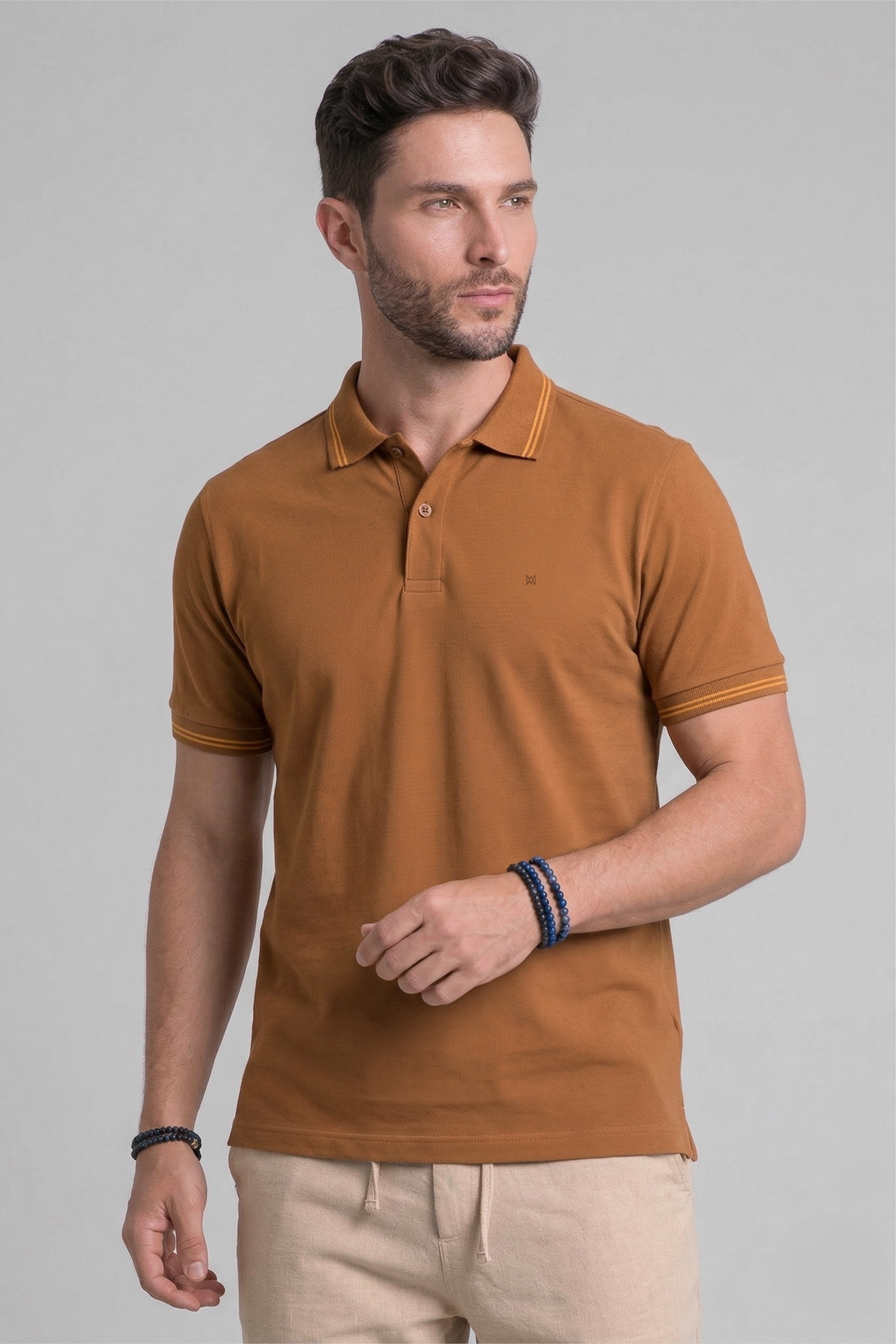 CAMISA POLO COM GOLA LISTRADA