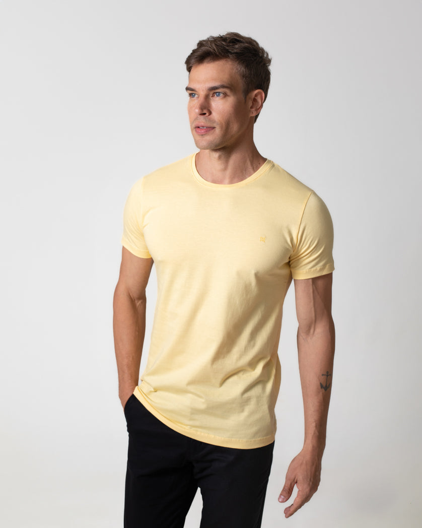 T-Shirt Básica com Bordado Masculina 100% Algodão