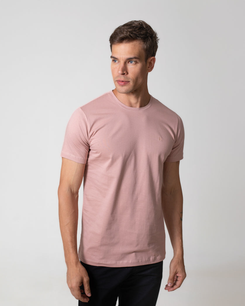 T-Shirt Básica com Bordado Masculina 100% Algodão