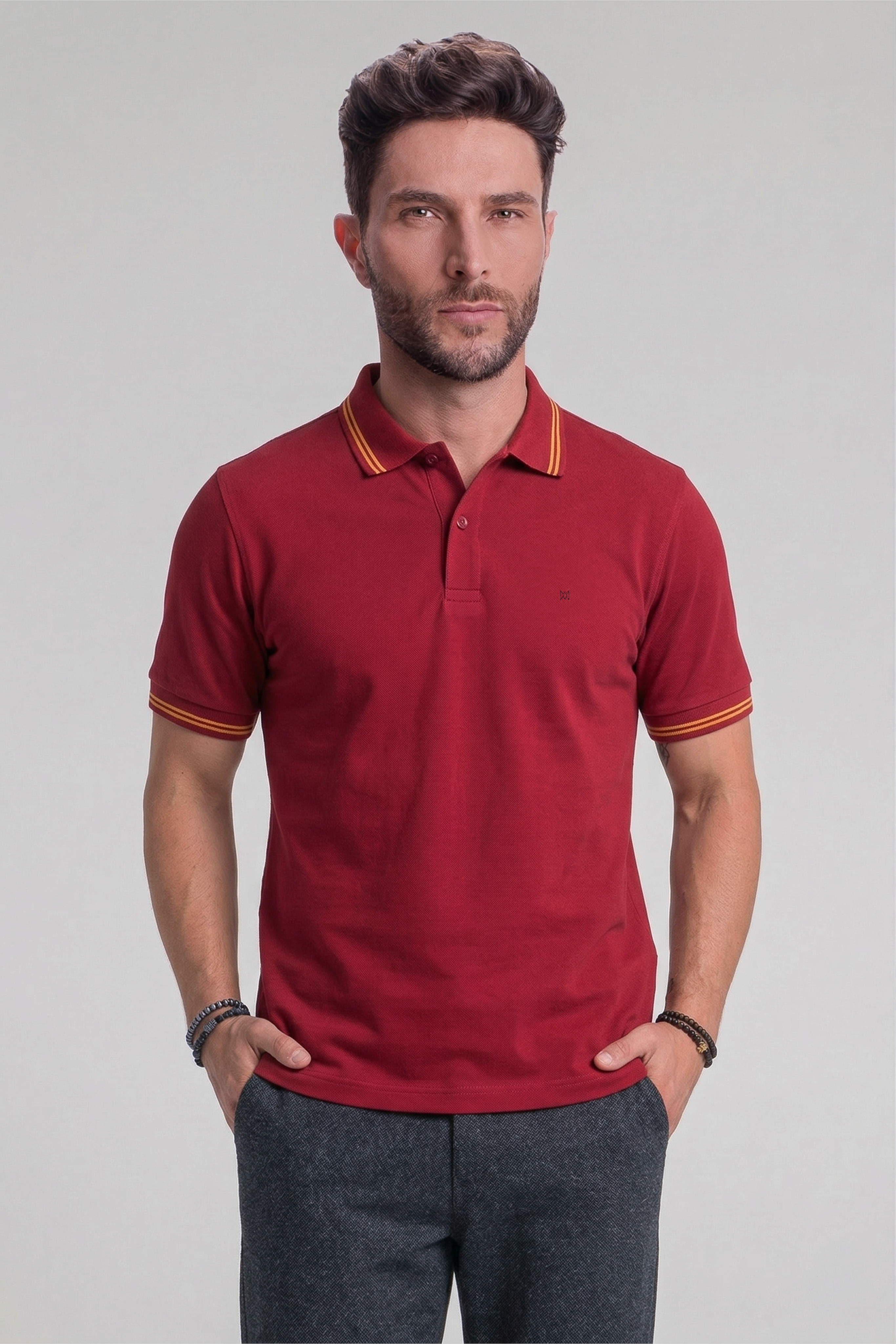 CAMISA POLO COM GOLA LISTRADA