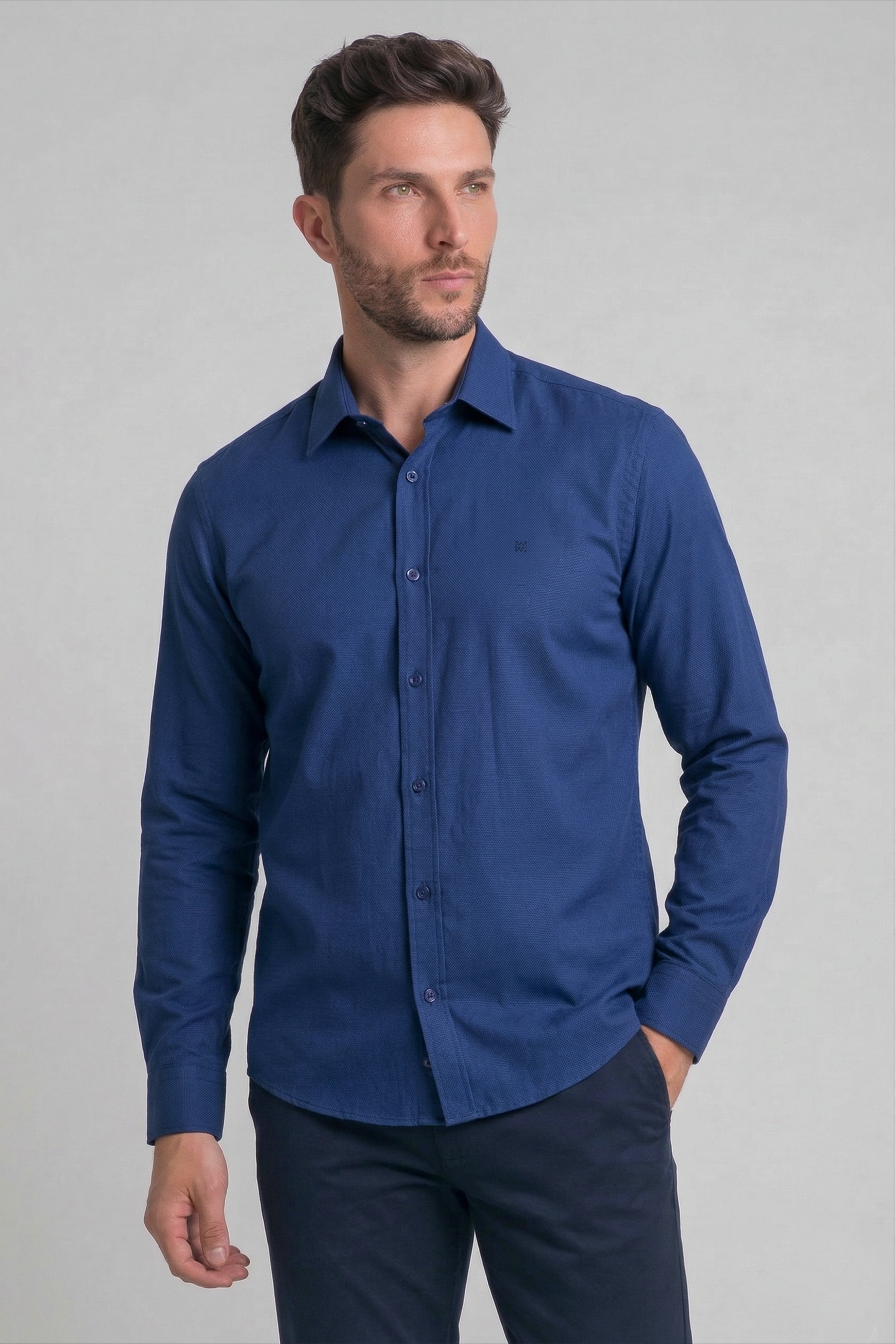 Camisa Básica Acetinada Manga Longa