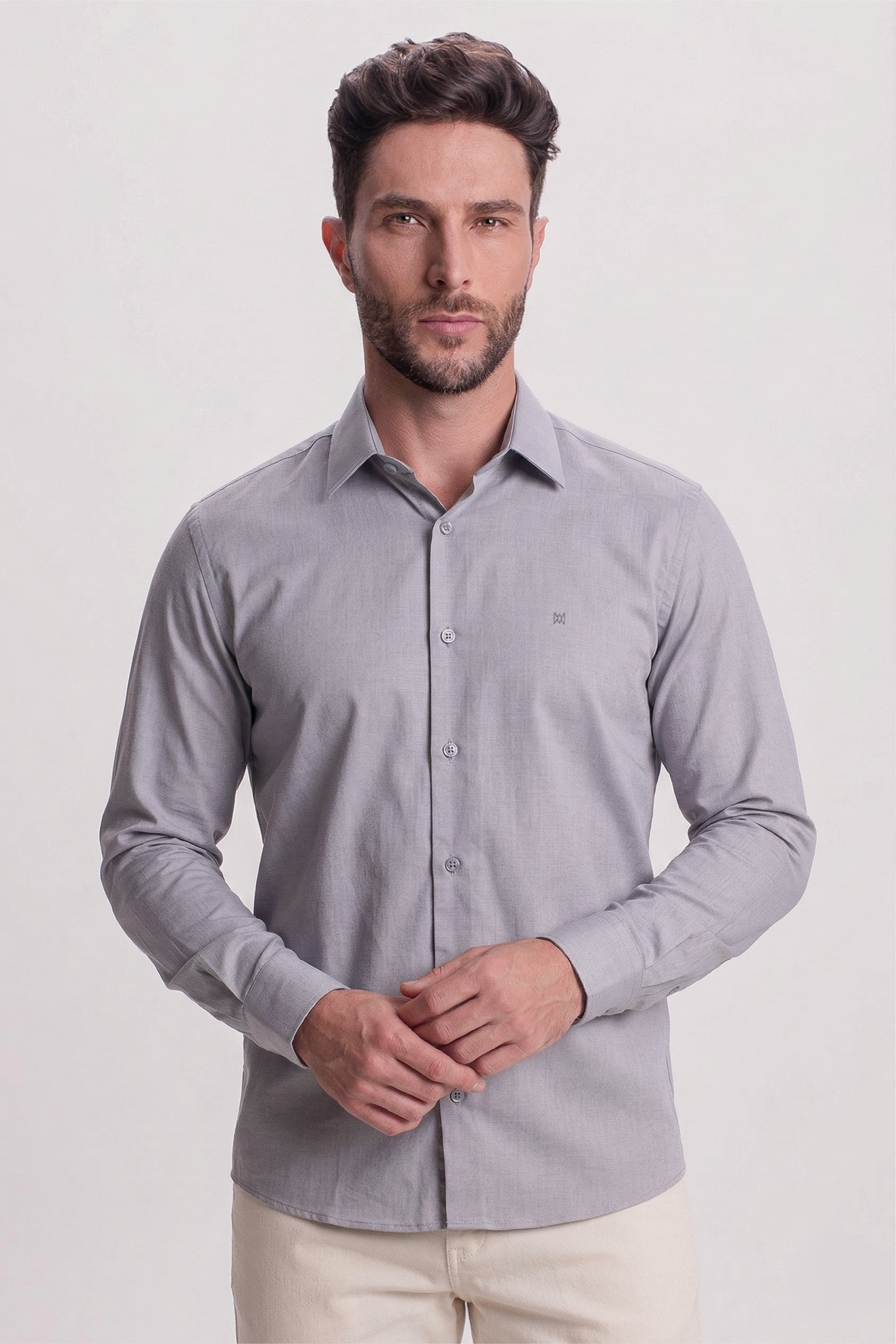 Camisa Básica Acetinada Manga Longa