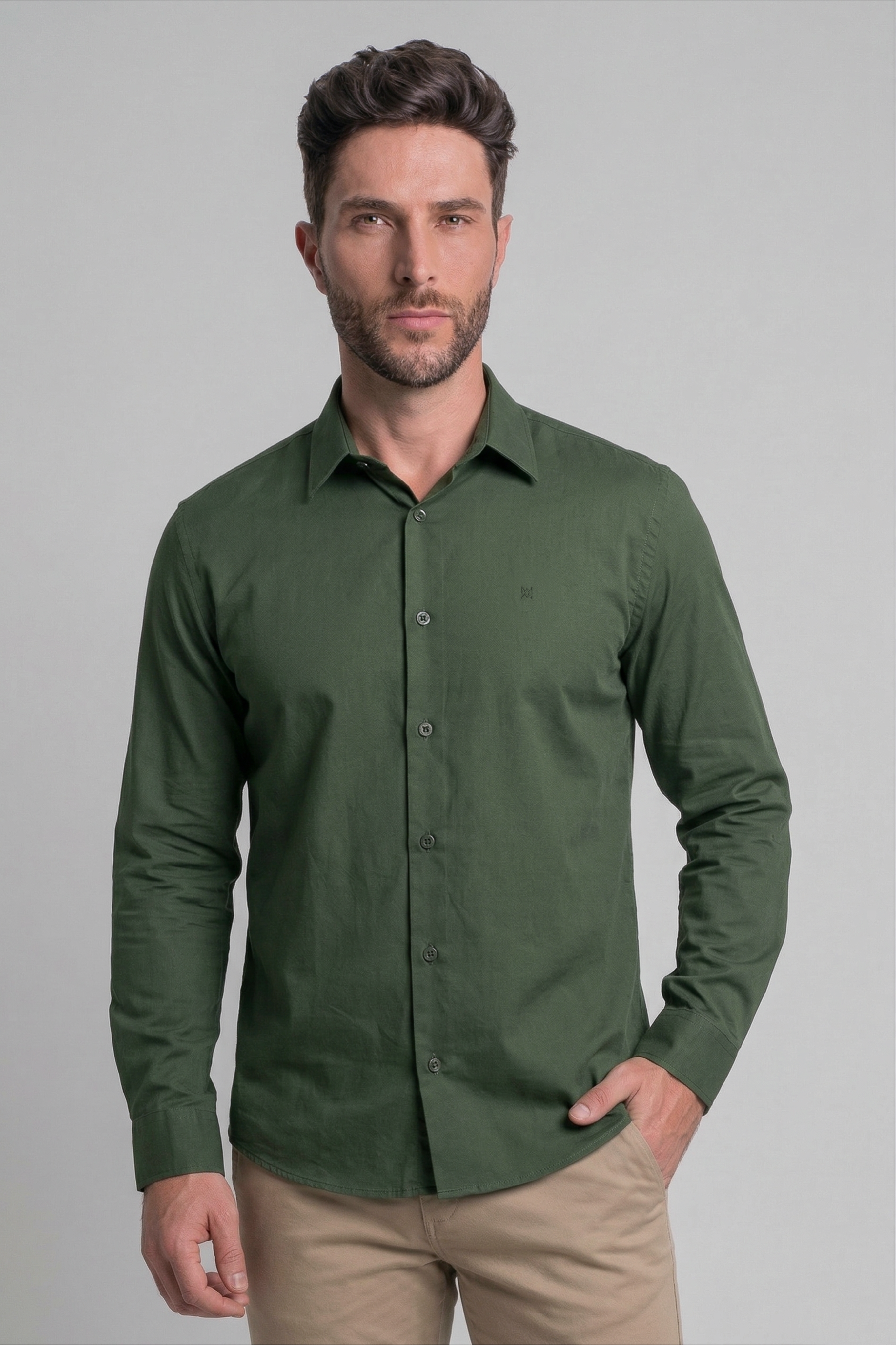 Camisa Básica Acetinada Manga Longa