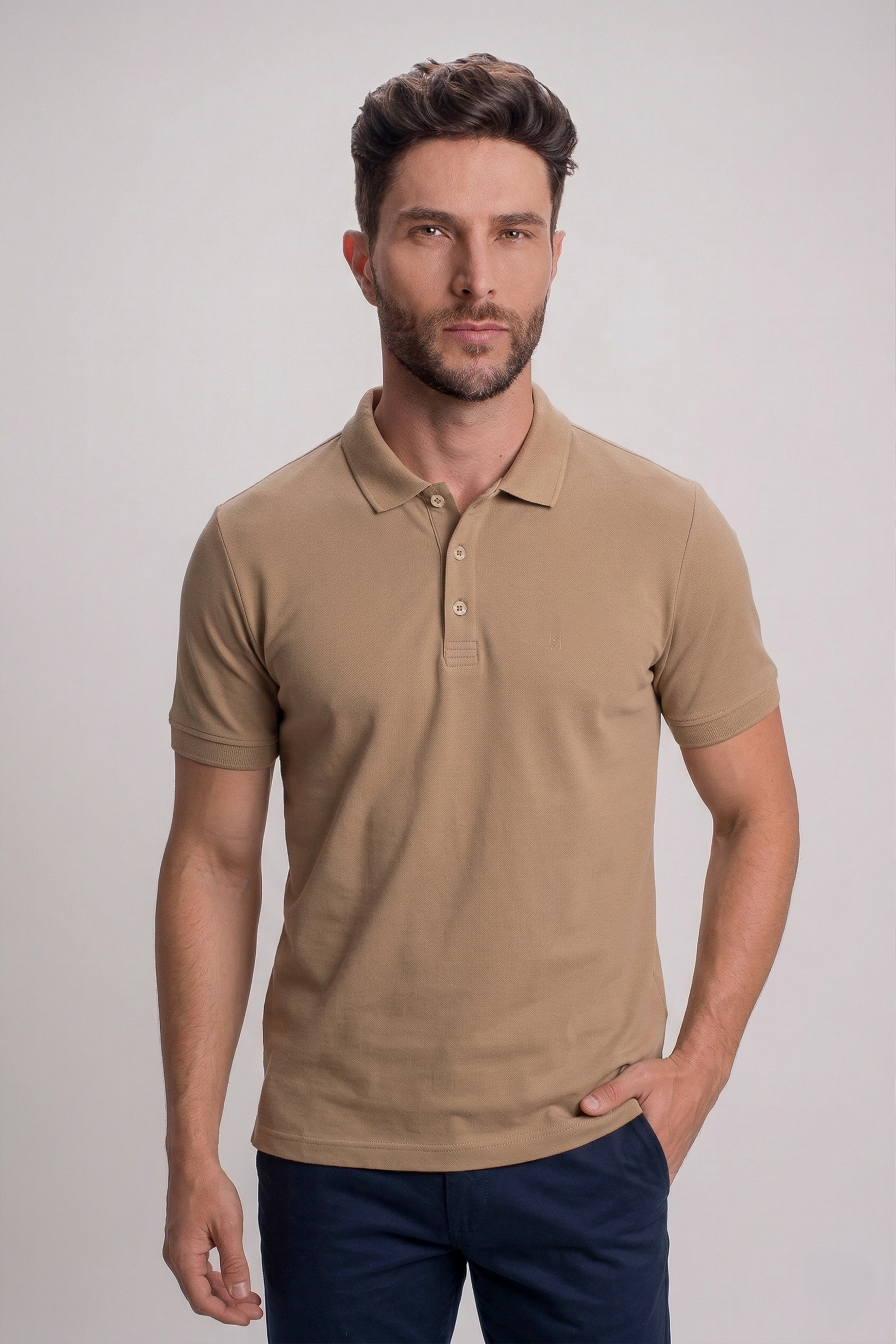 Camisa Polo Masculina Slim Premium em Algodão Pima