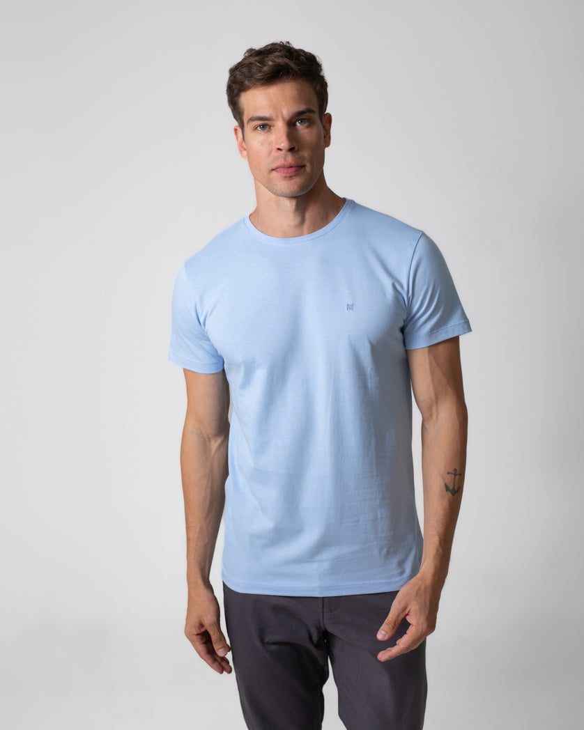 T-Shirt Básica com Bordado Masculina 100% Algodão