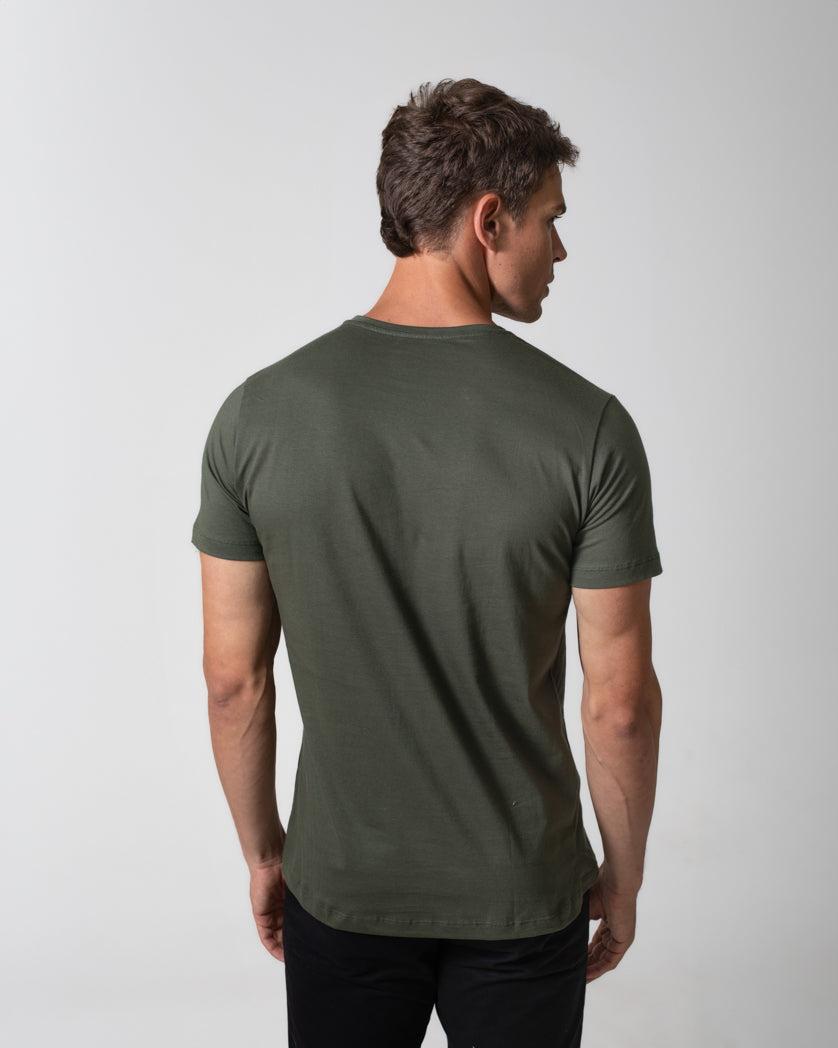 T-Shirt Básica com Bordado Masculina 100% Algodão