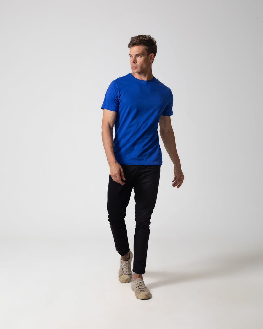 T-Shirt Básica com Bordado Masculina 100% Algodão