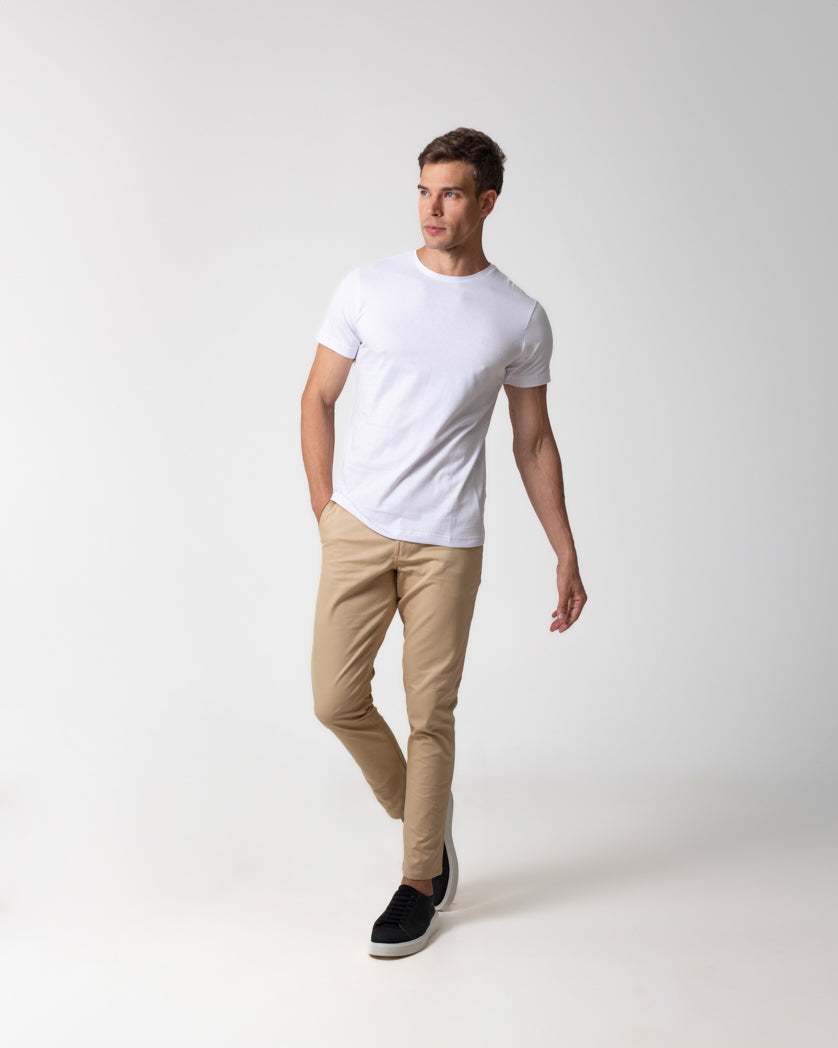 T-Shirt Básica com Bordado Masculina 100% Algodão