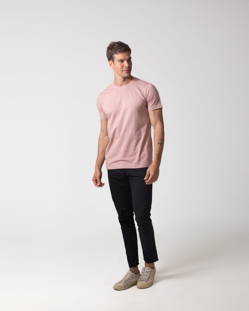 T-Shirt Básica com Bordado Masculina 100% Algodão
